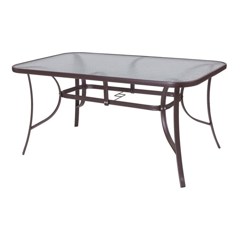 Table de jardin 150cm en acier marron et verre NEBRA - L 150 x l 90 x H 72 - MA MAISON MES TENDANCES