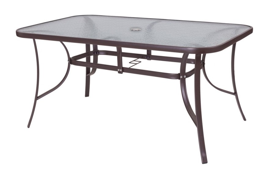 Table de jardin 180cm en acier marron et verre NEBRA - L 180 x l 100 x H 72 - MA MAISON MES TENDANCES