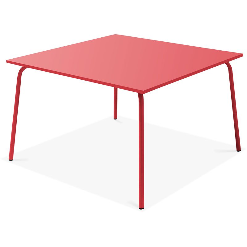 Table de jardin carrée en métal Rouge - OVIALA