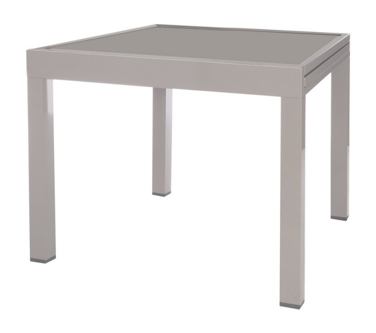 Table de jardin extensible 90/180 en aluminium gris et verre TOLEDO - L 90 x l 90 x H 74.5 - MA MAISON MES TENDANCES