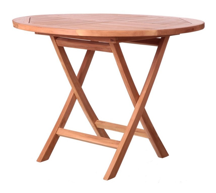 Table de jardin ronde pliante en teck 100cm KENITA - L 100 x l 100 x 78.5 - MA MAISON MES TENDANCES
