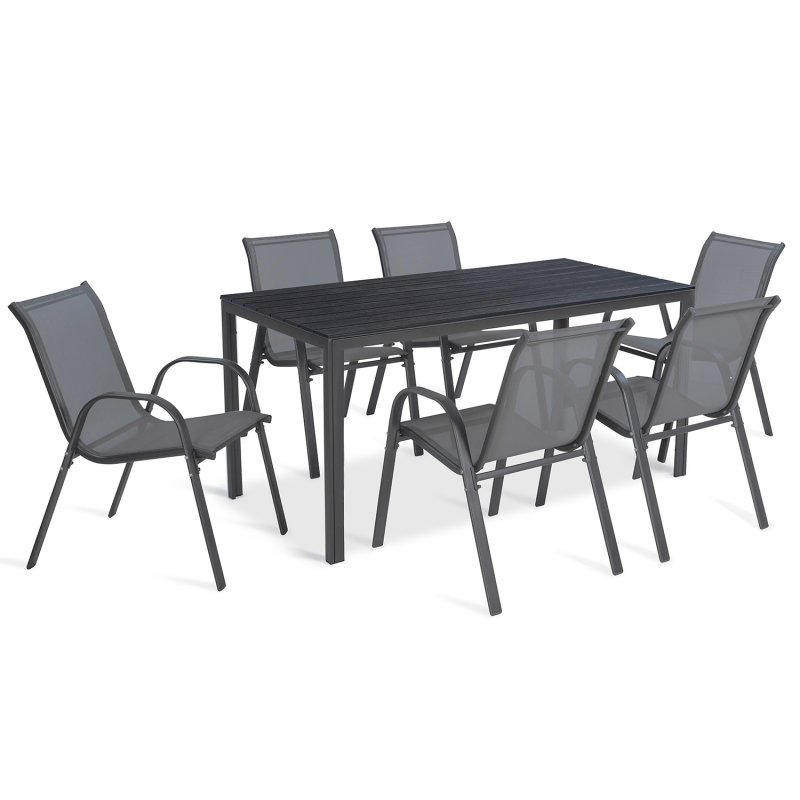 Table de jardin SUNY 156 cm gris foncé