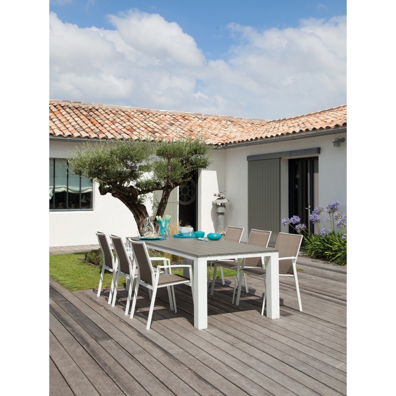 Table Elena 220 Blanc / Taupe - PROLOISIRS