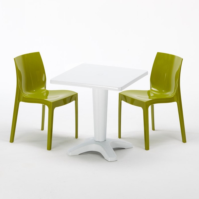 Table et 2 chaises colorées polypropylene extérieurs Grand soleil PATIO | Ice Anis vert - Blanc Table et 2 chaises colorées polypropylene extérieurs Grand soleil PATIO | Ice Anis vert - Blanc
