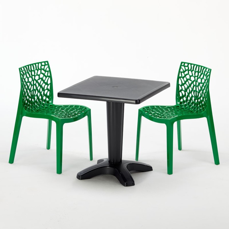Table et 2 chaises colorées polypropylene extérieurs Grand soleil PATIO | Noir - Gruvyer Vert Table et 2 chaises colorées polypropylene extérieurs Grand soleil PATIO | Noir - Gruvyer Vert