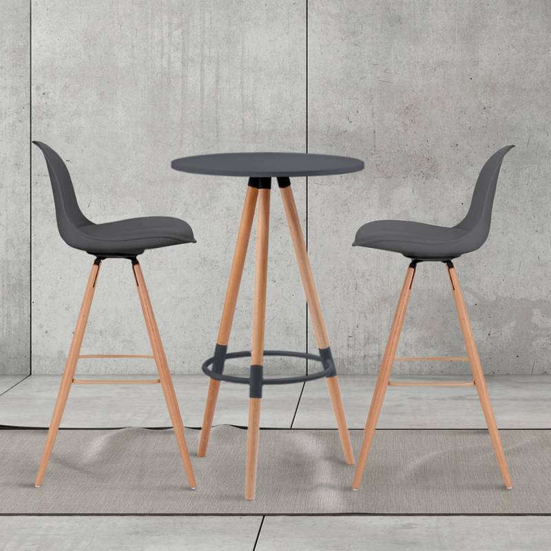 Table haute de bar ronde scandinave SARA grise