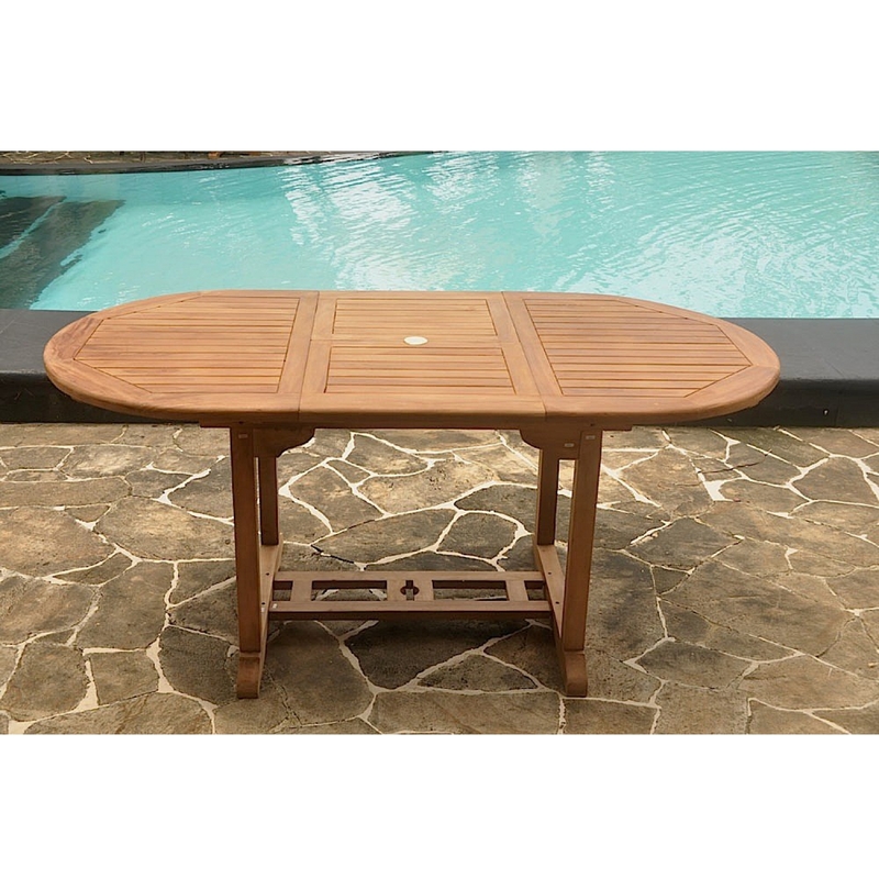 Table Kajang 6 : table de jardin ovale extensible en teck brut 6 personnes - CONCEPT-USINE
