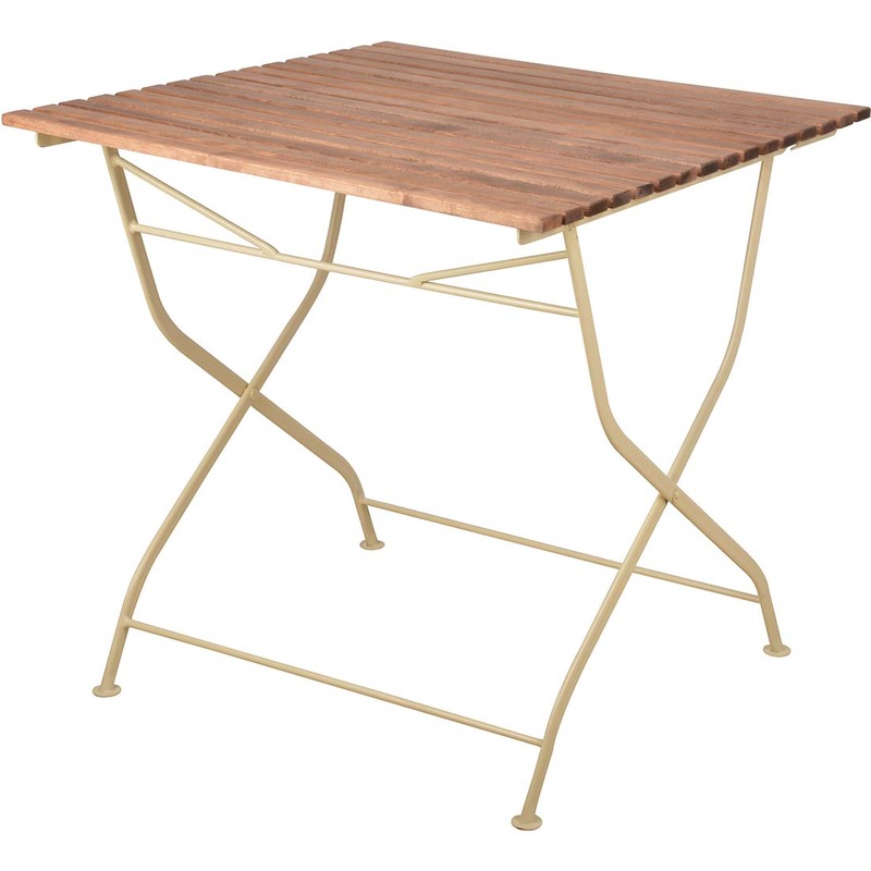 Table pliable en bois et métal - Crème - ESSCHERT DESIGN