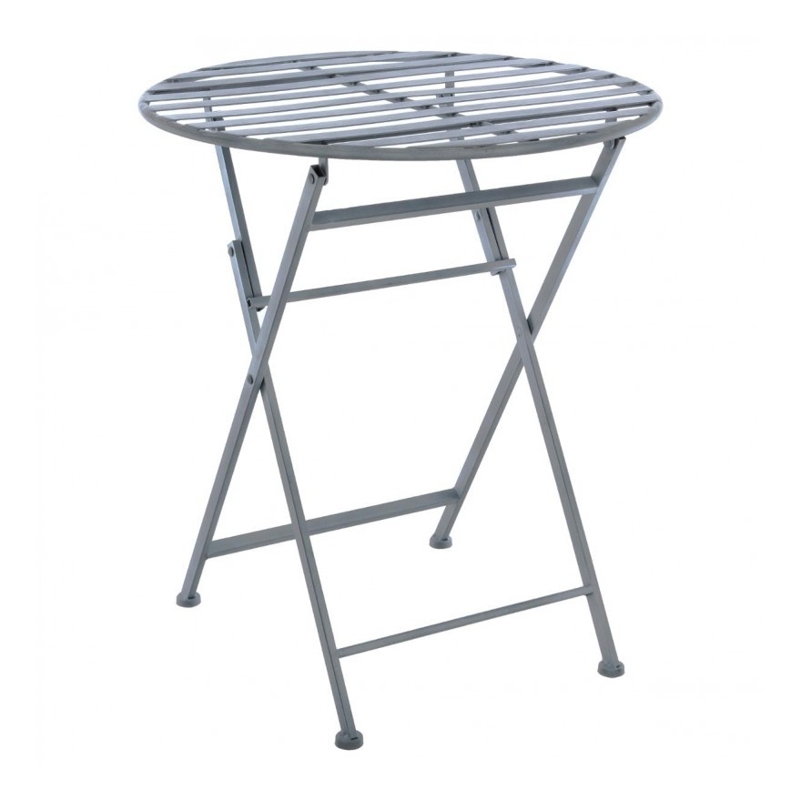 Table pliante - Niena - L 60 x l 60 x H 68 cm - Métal - Gris - Livraison gratuite - AC-DÉCO