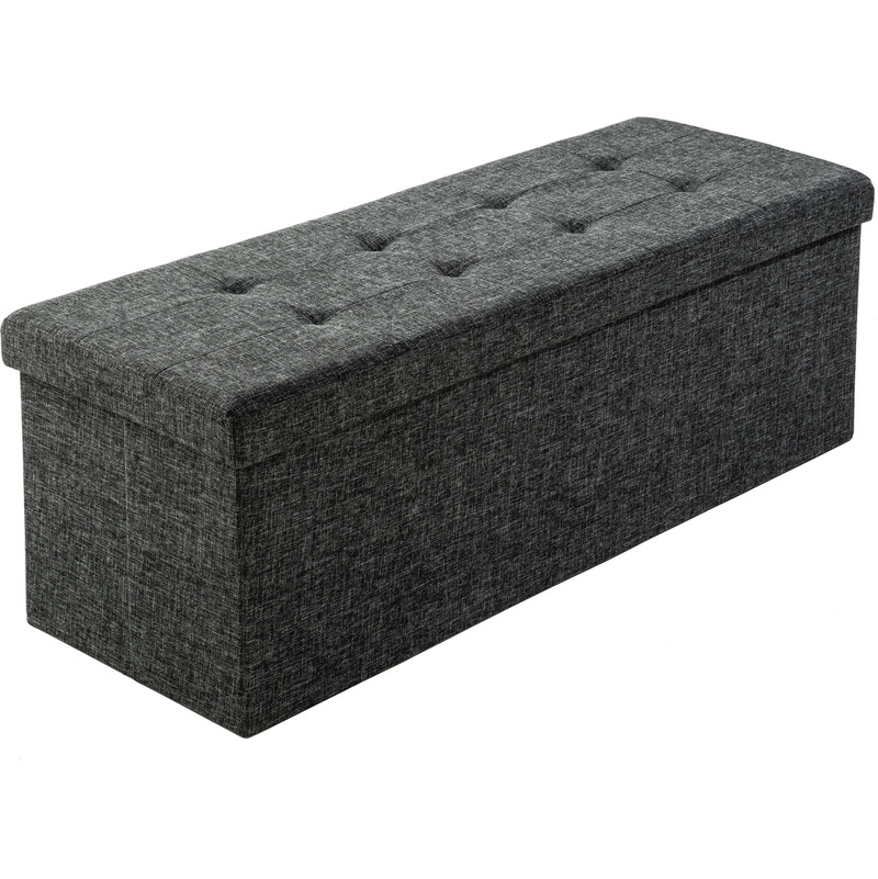 Tabouret Siège Banc Pouf Coffre de Rangement Cube Pliant Moderne Rembourré 110 cm x 38 cm x 38 cm Gris - TECTAKE