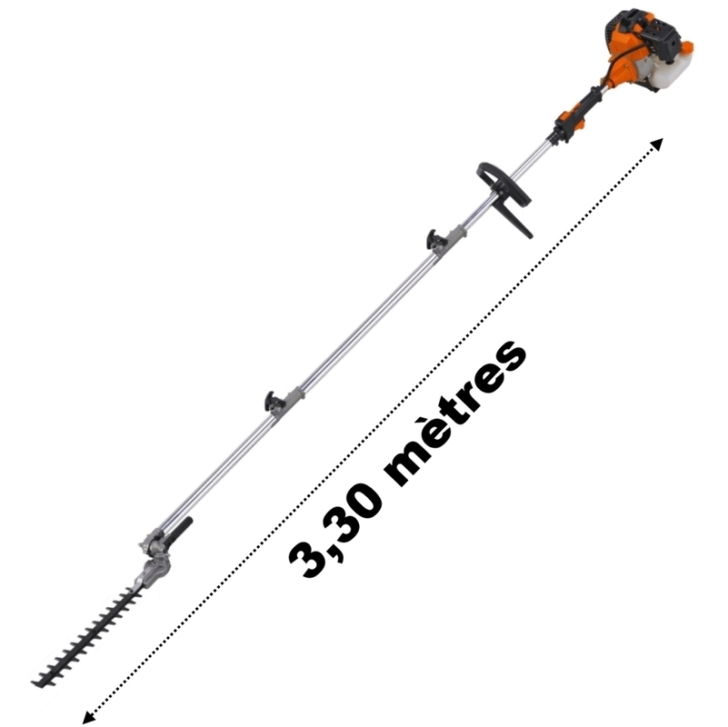 Taille-haies thermique sur perche, 52 cm3, 3 CV, longueur 3.30 mètres - GT GARDEN