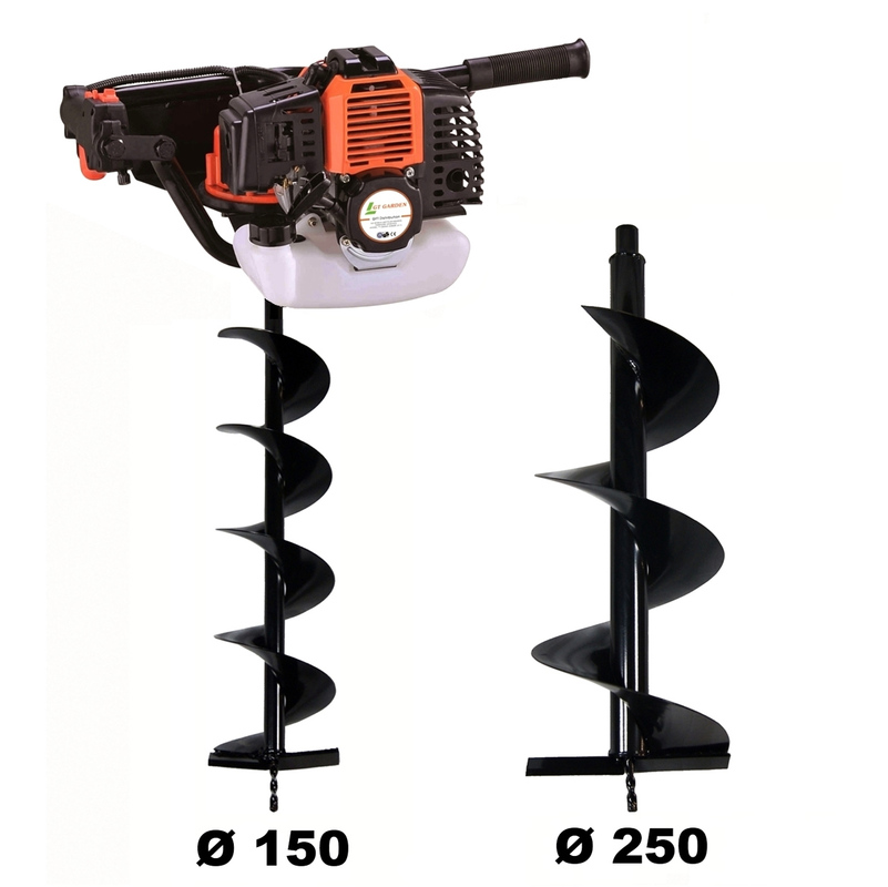 Tarière thermique 52 cm3 + mèches 150 et 250 mm - GT GARDEN