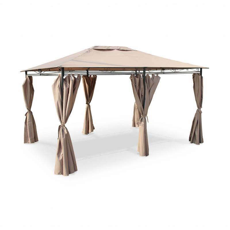 Tonnelle 3 x 4 m - Nicae - Toile taupe - Pergola avec rideaux, tente de jardin, barnum, chapiteau, réception - ALICE'S GARDEN