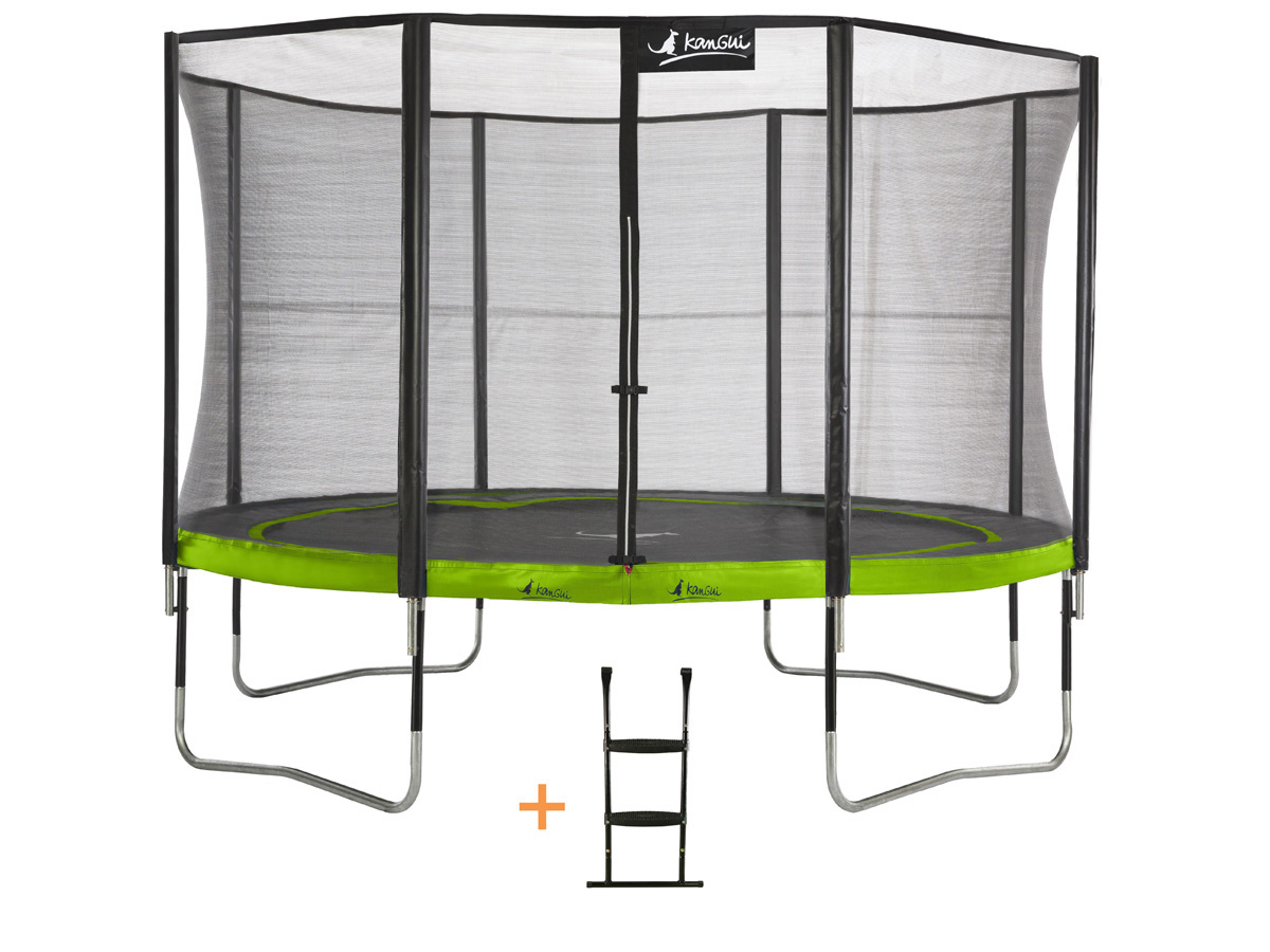 Trampoline Punchi 430 Aloe - filet + échelle - 4 pieds