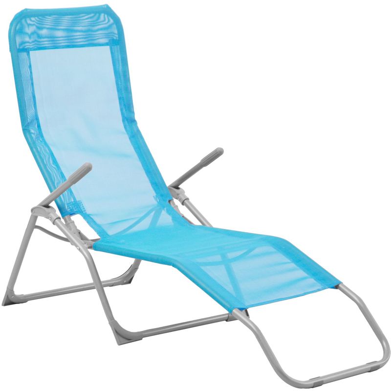 Transat / Chaise longue Siesta - Métal époxy et toile - Bleu lagon - HESPERIDE Transat / Chaise longue Siesta - Métal époxy et toile - Bleu lagon - HESPERIDE