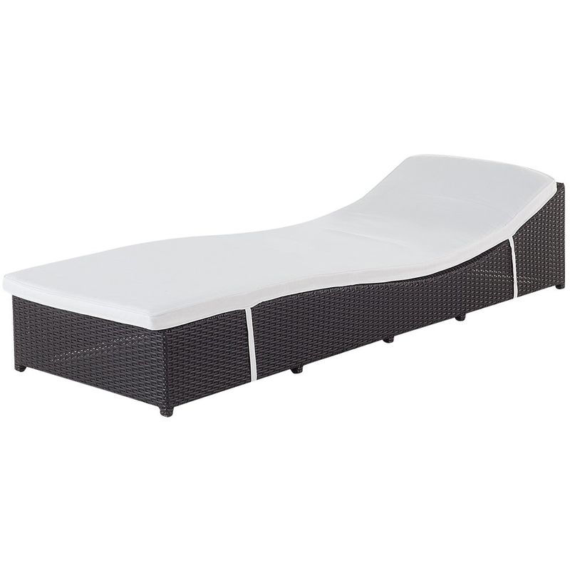 Transat en rotin - chaise longue avec coussin beige - Firenze - BELIANI