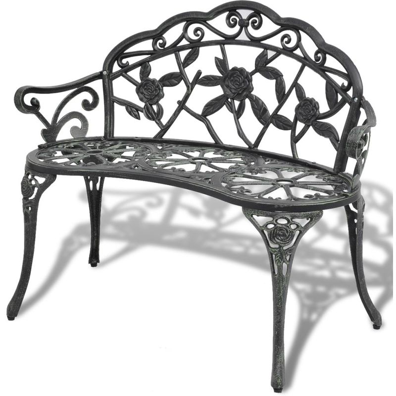 vidaXL Banc de jardin en aluminium coulé vert vidaXL Banc de jardin en aluminium coulé vert