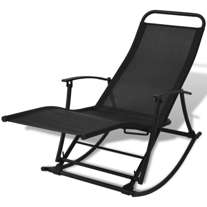 vidaXL Chaise à bascule pliable de jardin Noir vidaXL Chaise à bascule pliable de jardin Noir