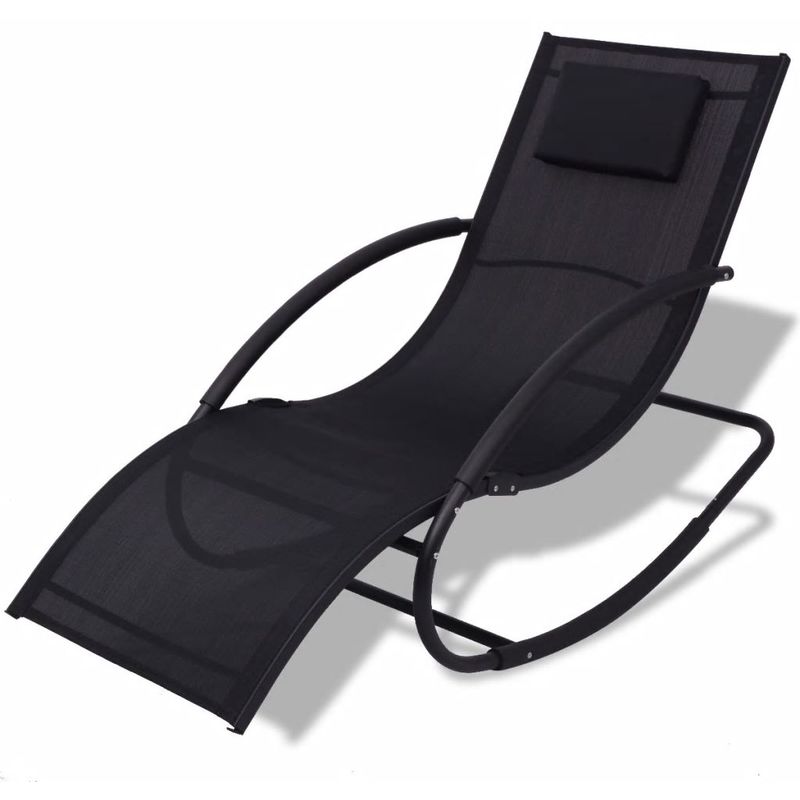 vidaXL Chaise à bascule Textilène Acier Noir vidaXL Chaise à bascule Textilène Acier Noir