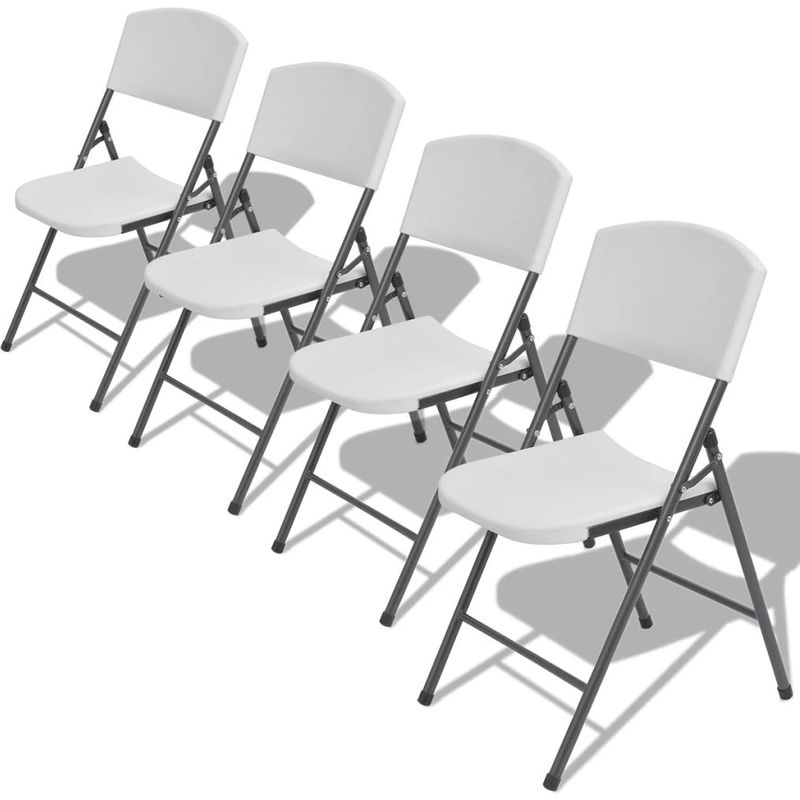 vidaXL Chaises de jardin pliantes 4 pièces PE-HD Blanc