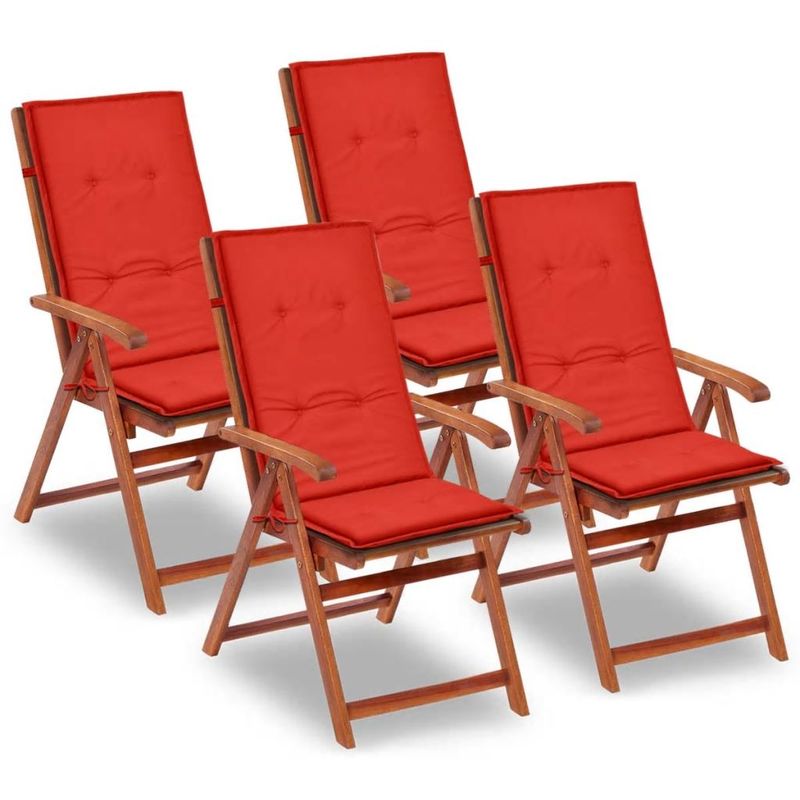 vidaXL Coussin de chaise jardin 4 pcs Rouge 120 x 50 3 cm