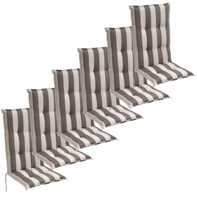 vidaXL Coussins de siège jardin 6 pcs 120x52 cm Bande grise