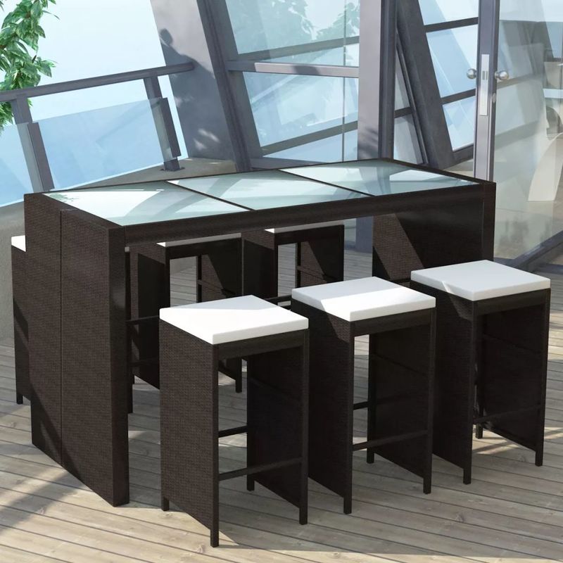 vidaXL Jeu de bar jardin 13 pcs Marron Résine tressée