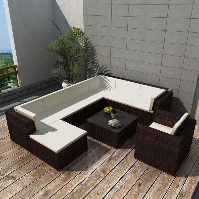 vidaXL Mobilier de jardin 27 pcs Marron Résine tressée