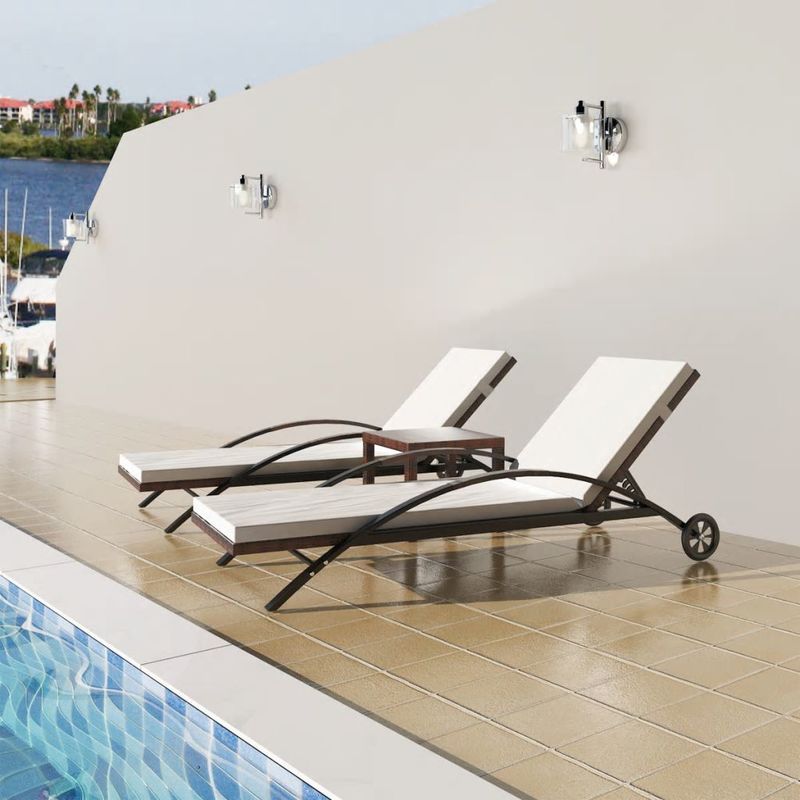 vidaXL Jeu de chaise longue 3 pcs Marron Résine tressée vidaXL Jeu de chaise longue 3 pcs Marron Résine tressée