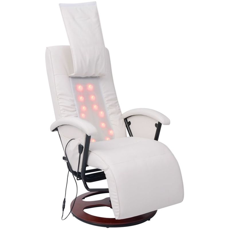 vidaXL Fauteuil de massage Shiatsu Demi PU Blanc vidaXL Fauteuil de massage Shiatsu Demi PU Blanc