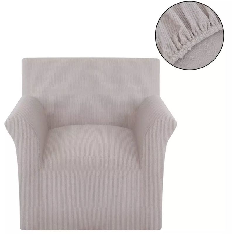 vidaXL housse de canapé tissu tricoté en polyester extensible beige vidaXL housse de canapé tissu tricoté en polyester extensible beige