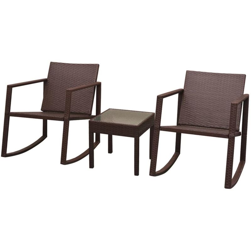 vidaXL Mobilier d'extérieur 3 pcs Marron Résine tressée