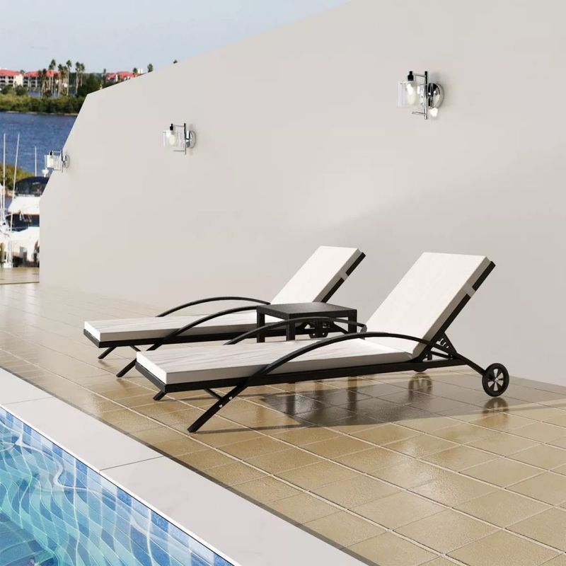 vidaXL Jeu de chaise longue 3 pcs avec table Noir Résine tressée vidaXL Jeu de chaise longue 3 pcs avec table Noir Résine tressée
