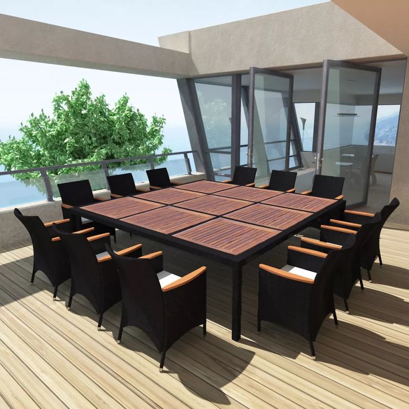 vidaXL Mobilier d'extérieur Résine tressée Noir 200 x cm vidaXL Mobilier d'extérieur Résine tressée Noir 200 x cm