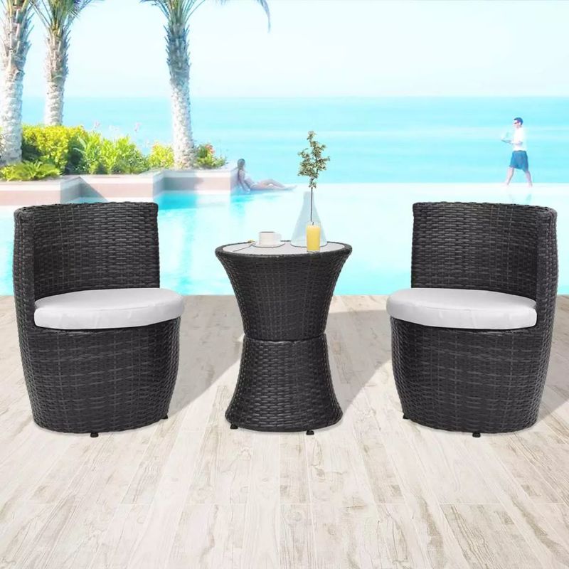 vidaXL Mobilier de jardin 5 pcs Résine tressée Noir