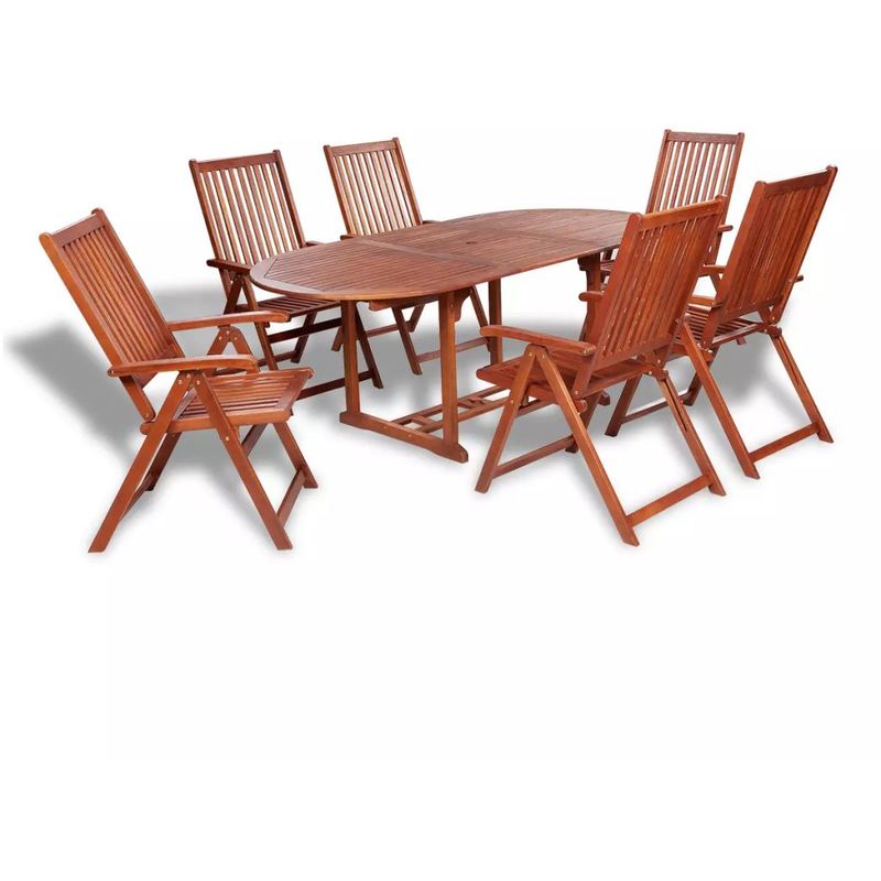 vidaXL Mobilier de jardin 7 pcs Table extensible Bois vidaXL Mobilier de jardin 7 pcs Table extensible Bois