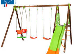 Portique bois métal ZAMBO Techwood Premium H.2,30m 3 agrès Portique bois métal ZAMBO Techwood Premium H.2,30m 3 agrès
