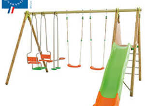 Portique bois métal TE805P4 Techwood H.2,30m 4 agrès Portique bois métal TE805P4 Techwood H.2,30m 4 agrès