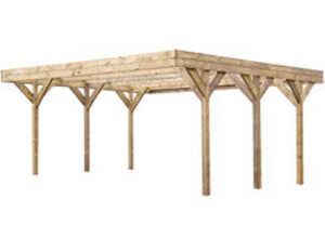 Carport 2 voitures ENZO en pin autoclave  avec couverture