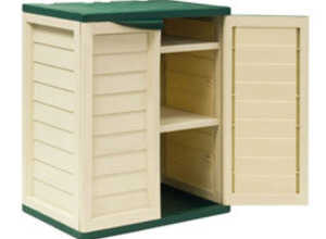 Armoire basse de jardin 300 L beige et vert