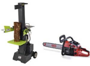 Fendeur de bûches vertical 10T 3000W et Tronçonneuse thermique 45cm³ 45cm Fendeur de bûches vertical 10T 3000W et Tronçonneuse thermique 45cm³ 45cm