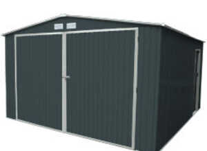 Garage en métal gris 20 m2 et kit d'ancrage inclus