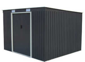 Pack abri métal adossable 6.5 m² anthracite  et kit d'ancrage pour sol mou