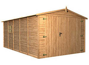 Garage en bois traité autoclave marron MAJURO 15 m2
