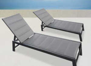 Lot de deux bains de soleil matelassés PAPAYE Gris ardoise Lot de deux bains de soleil matelassés PAPAYE Gris ardoise