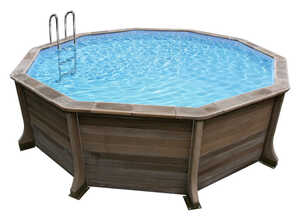 Piscine béton aspect bois en kit décagonale - 4.95 x 1.30 m
