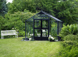 Serre verre Premium - Gris anthracite - 13 m² - 4,39 x 2,96 x 2,67 m.