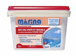 Chlore choc sachets SOS Eau verte et trouble 2 kg