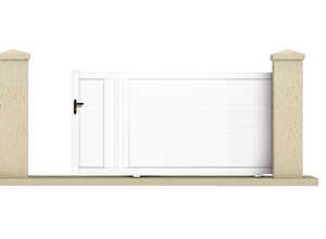 Portail coulissant HYPERION - 3.55 m - PVC - Coloris blanc Portail coulissant HYPERION - 3.55 m - PVC - Coloris blanc