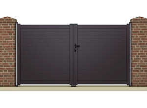 Portail à battant PALLAS - 3.05 m - Aluminium - Coloris gris anthracite Portail à battant PALLAS - 3.05 m - Aluminium - Coloris gris anthracite